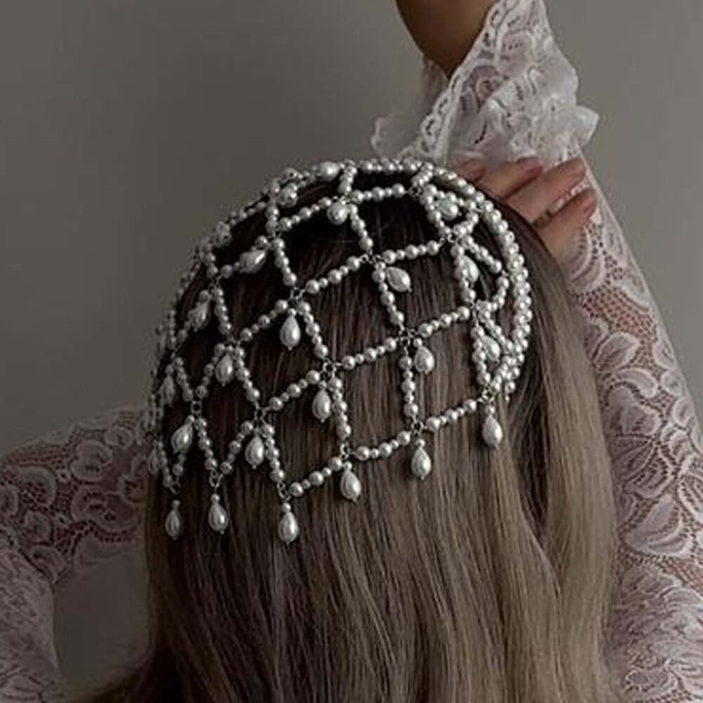 Vintage Pearl Head Chain Flapper 1920s Women Hair Accessory Party Gift